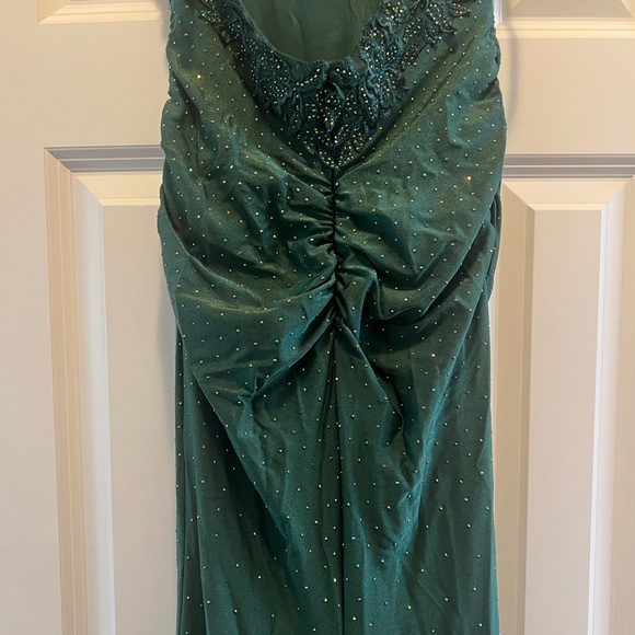 Hellymoon Dark Green Mermaid Spaghetti Strap Long Prom Dress w/ Appliqués Size 2 - Picture 13 of 16